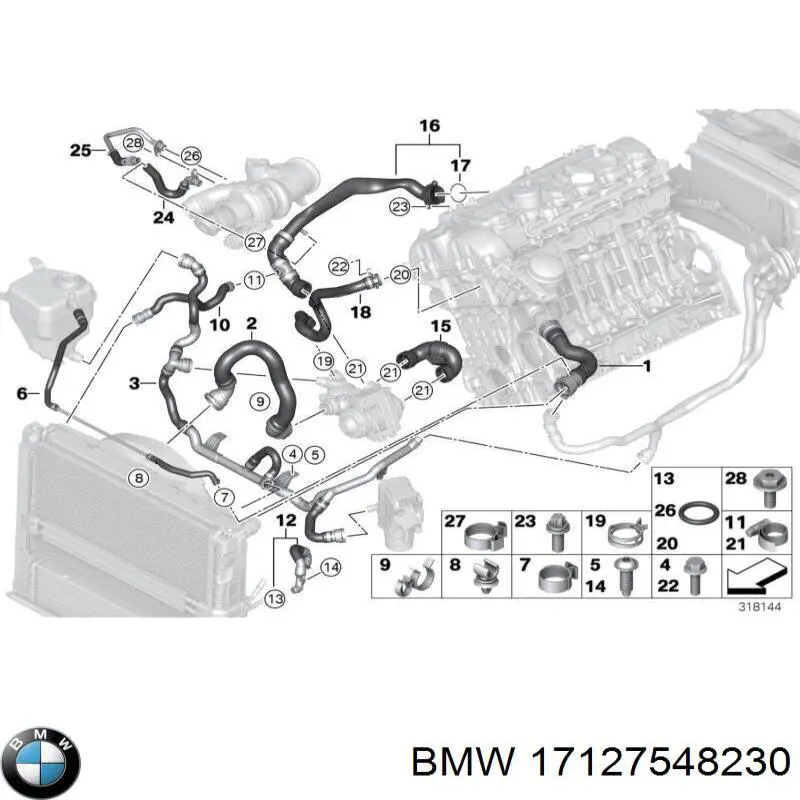 17127548230 BMW Шланг расширительного бачка нижний
