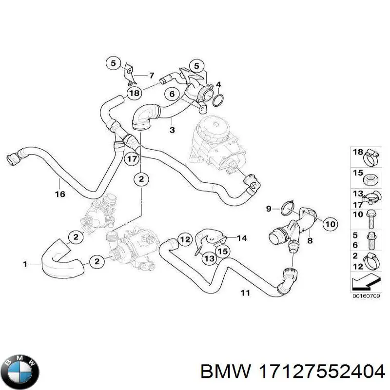 Нижний шлаг радиатора охлаждения 17127552404 BMW