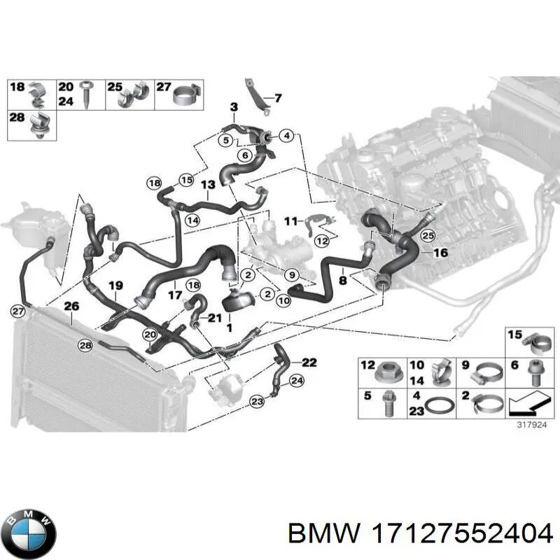 Купить 17127552404 BMW Шланг радиатора охлаждения нижний