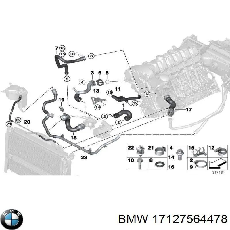 17127564478 BMW шланг (патрубок радиатора охлаждения нижний)