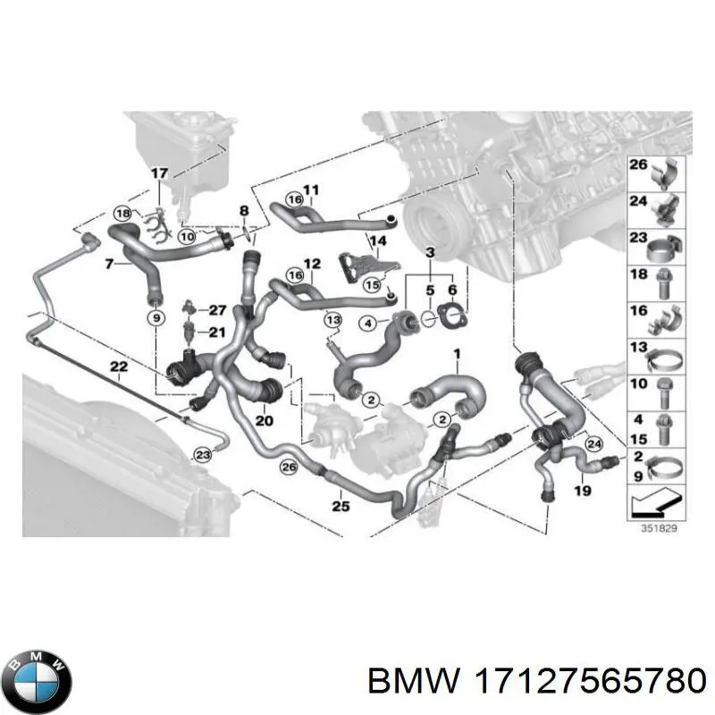 17127565780 BMW шланг (патрубок радиатора охлаждения нижний)
