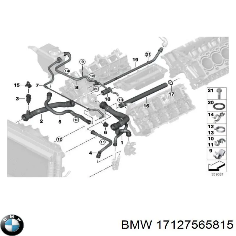 Патрубок радиатора 17127565815 BMW