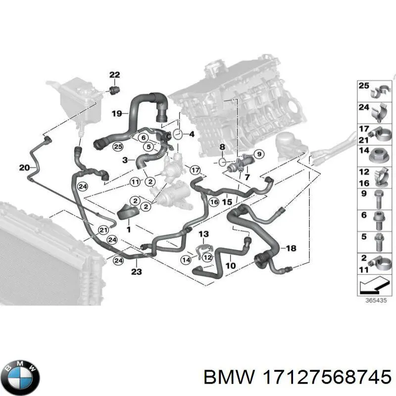 Патрубок радиатора 17127568745 BMW