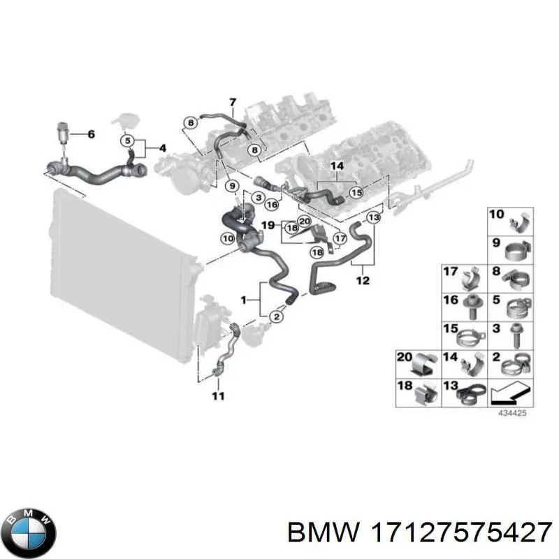 Купить 17127575427 BMW Шланг радиатора охлаждения нижний