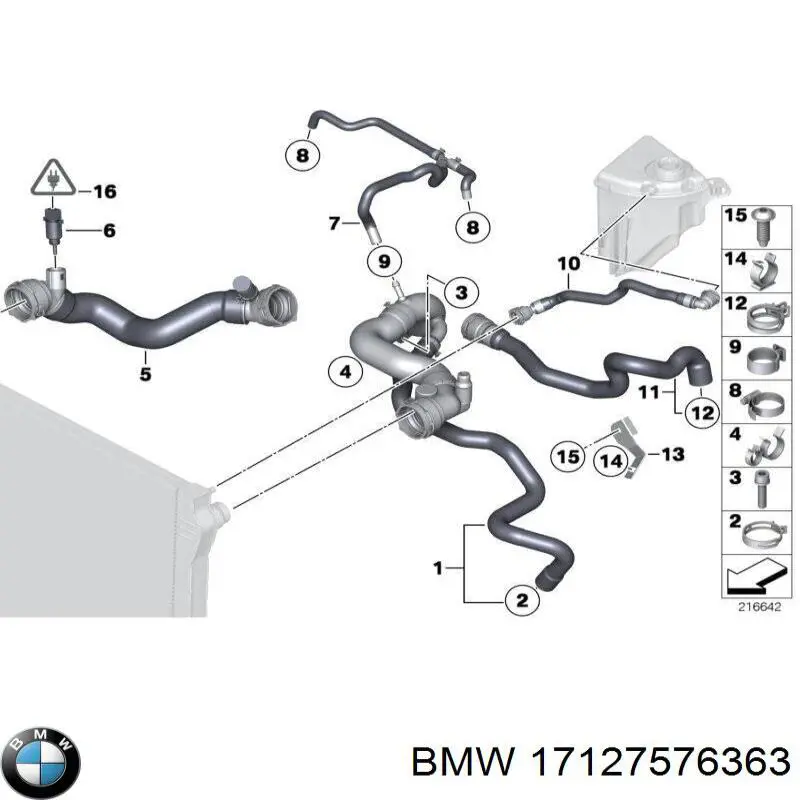 Патрубок системы охлаждения 17127576363 BMW