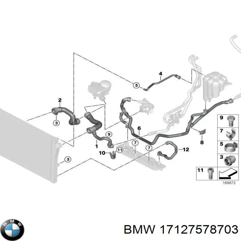 17127578703 BMW mangueira (cano derivado do radiador de esfriamento superior)