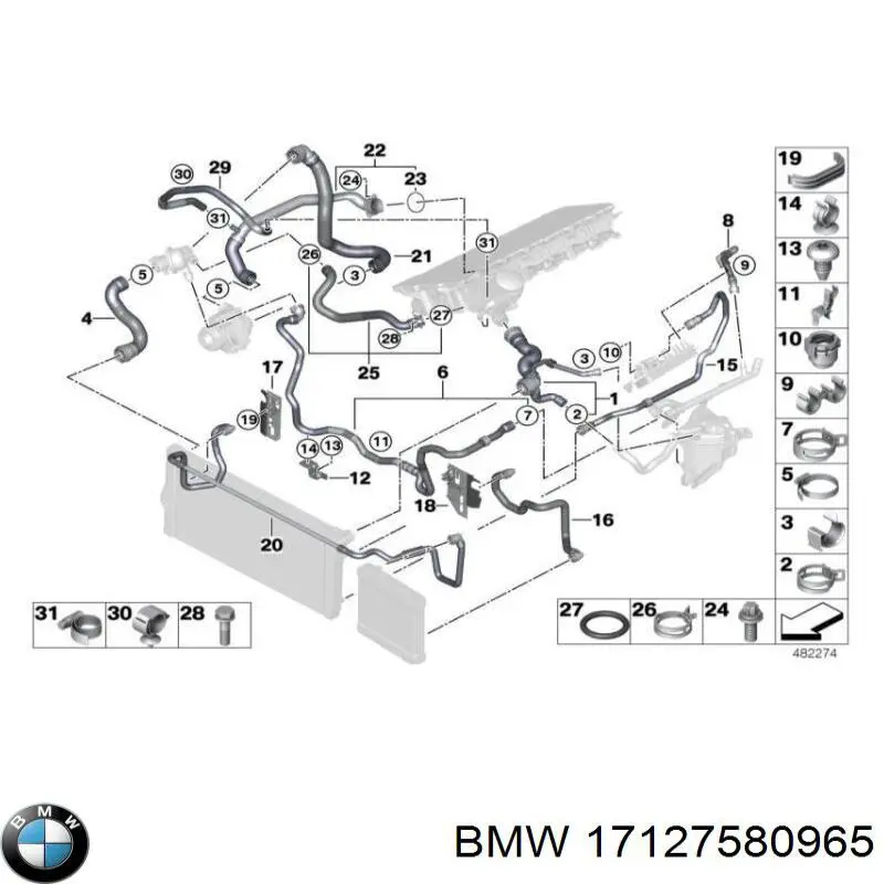 17127580965 BMW шланг (патрубок радиатора охлаждения нижний)