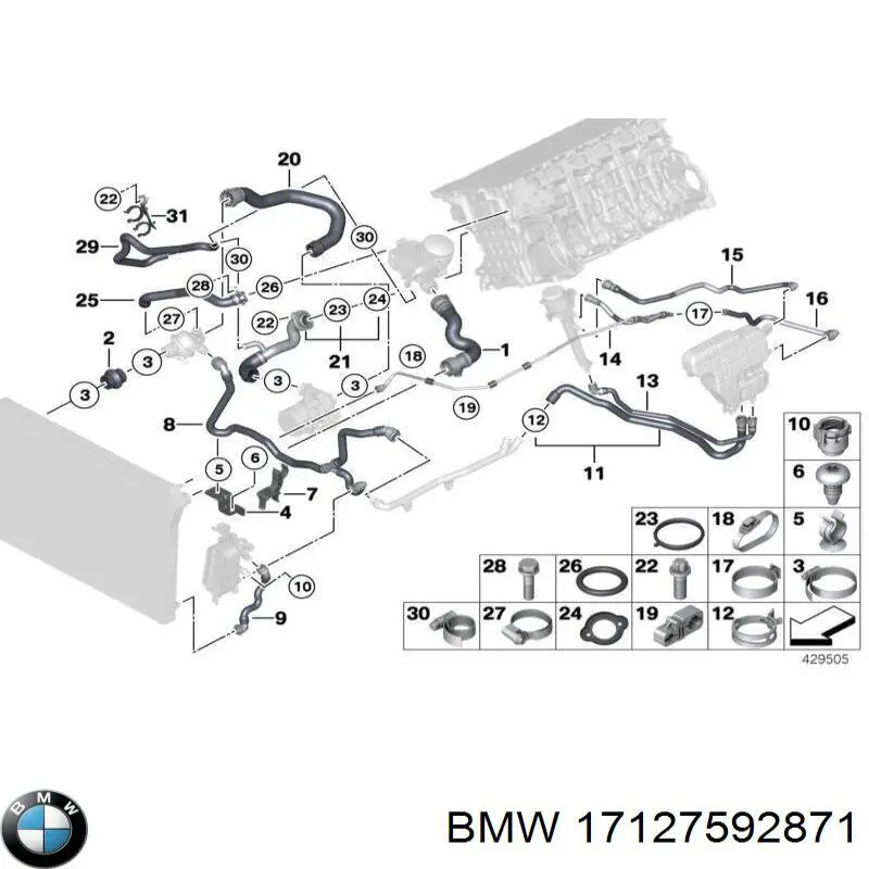 Купить 17127592871 BMW Патрубок радиатора
