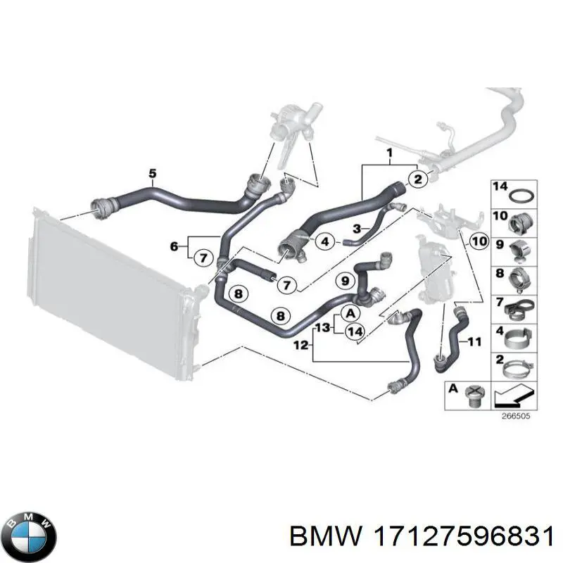 17127596831 BMW mangueira (cano derivado de bomba de água de injeção)