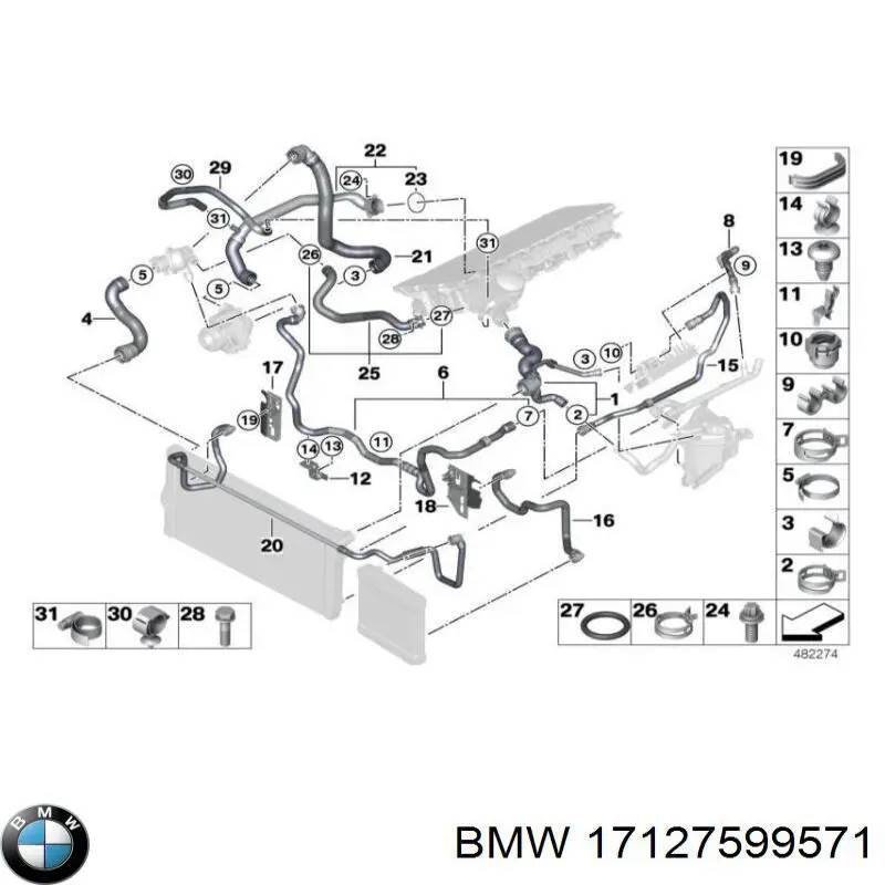 Шланг радиатора охлаждения BMW 17127599571 цена, от 31.94 USD
