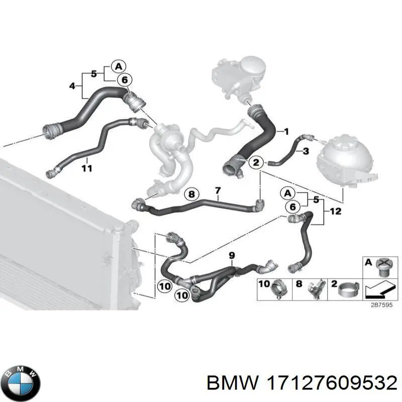 Шланг (патрубок) радиатора охлаждения нижний BMW 17127609532