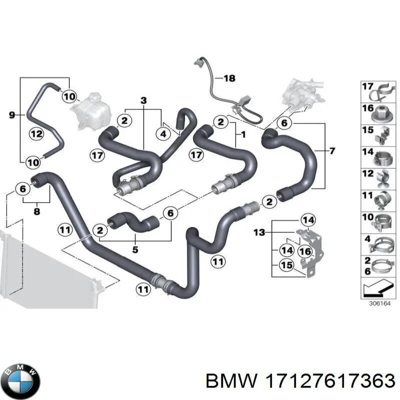Патрубок радиатора 17127617363 BMW