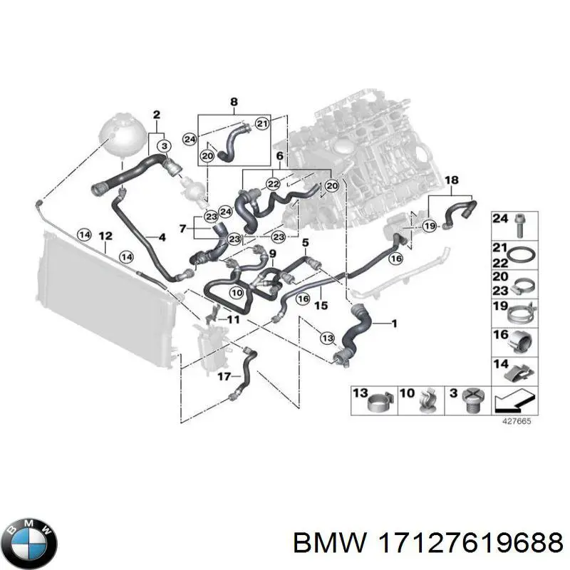 17127619688 BMW Патрубок радиатора охлаждения нижний
