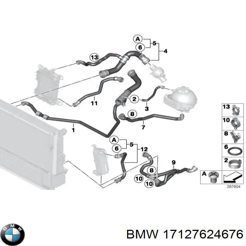 Купить 17127624676 BMW Шланг расширительного бачка нижний