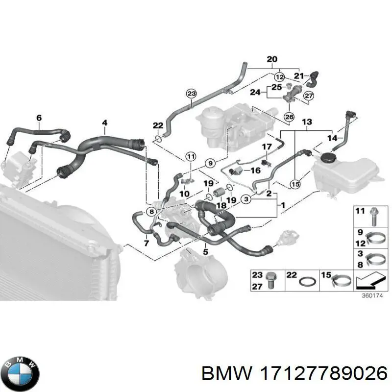 Купить 17127789026 BMW Патрубок радиатора