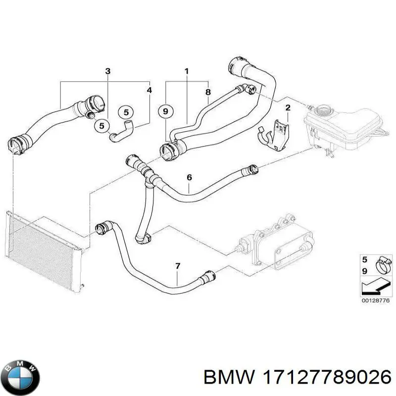 Шланг радиатора охлаждения BMW 17127789026 цена, от 119.53 USD