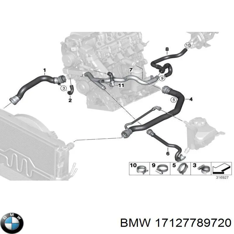 17127789720 BMW Патрубок радиатора охлаждения нижний