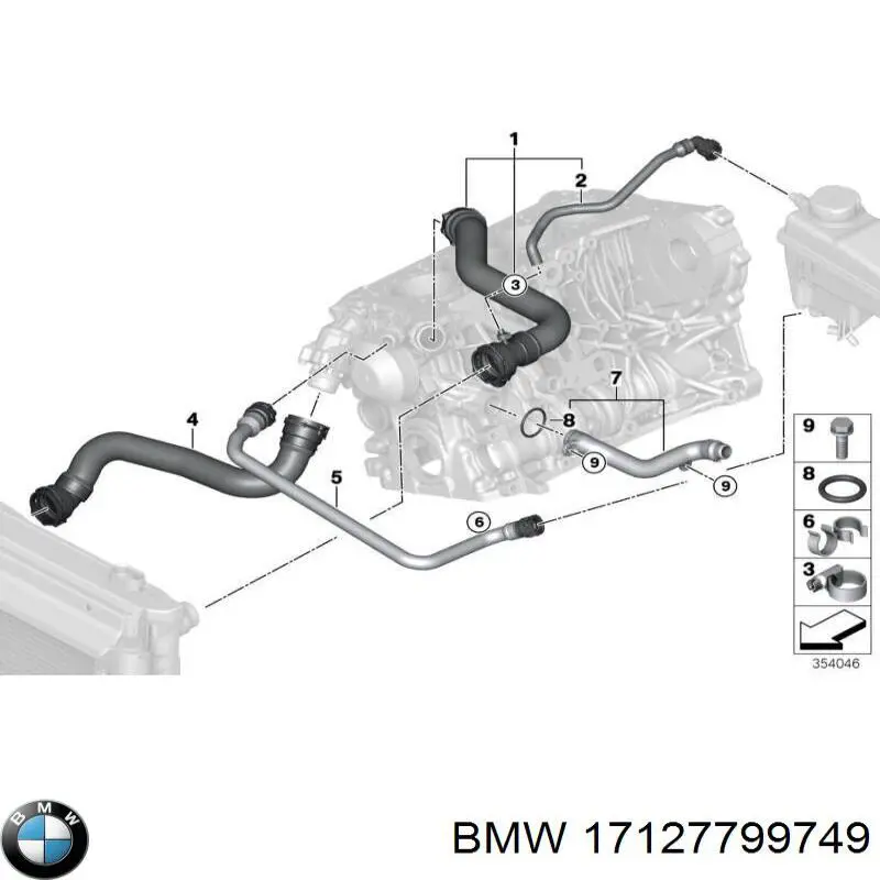 17127799749 BMW шланг расширительного бачка нижний