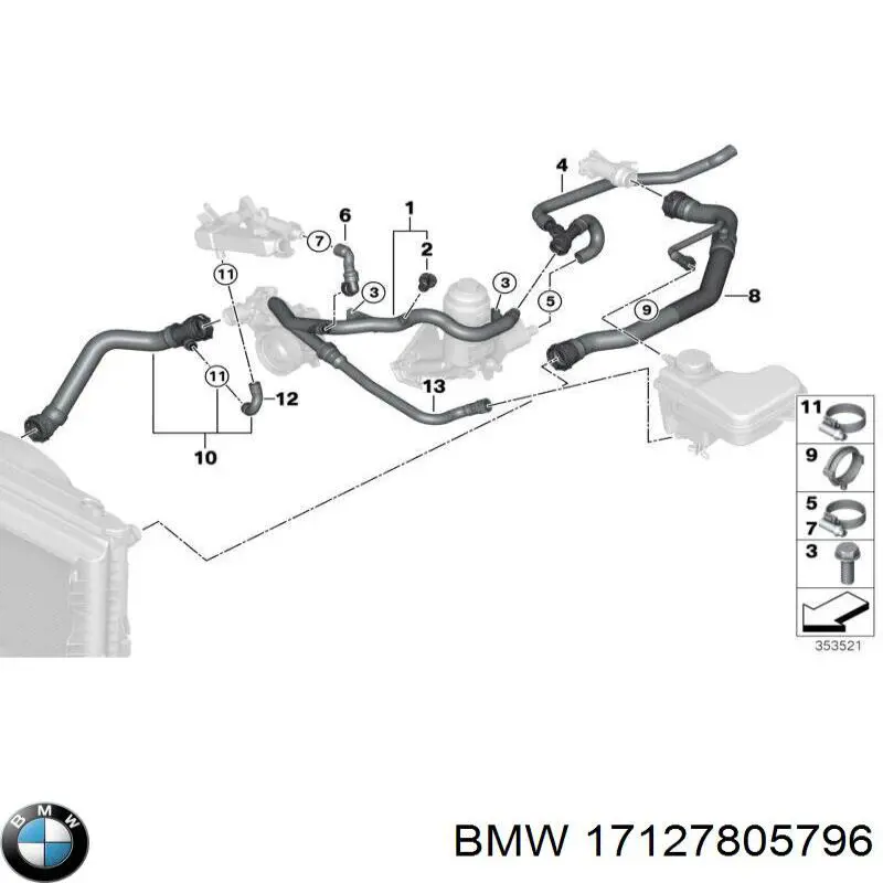 Купить 17127805796 BMW Патрубок радиатора