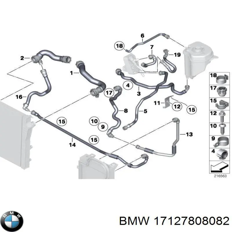 Шланг радиатора охлаждения BMW 17127808082 цена, от 62.73 USD