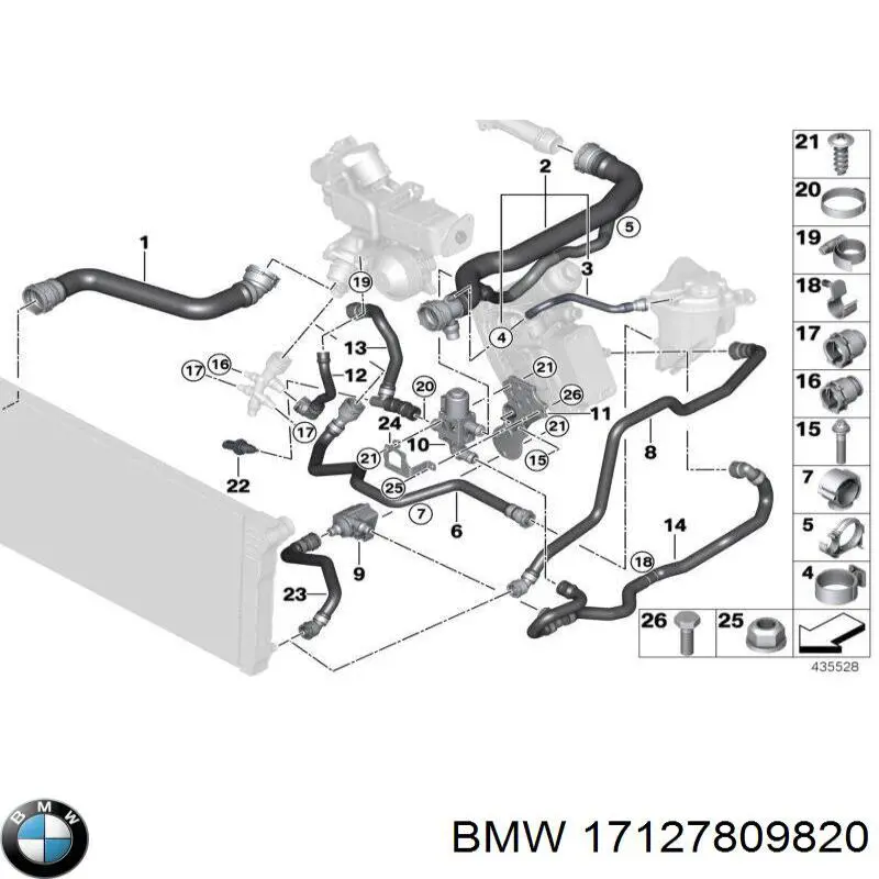 17127809820 BMW mangueira (cano derivado inferior do radiador de esfriamento)
