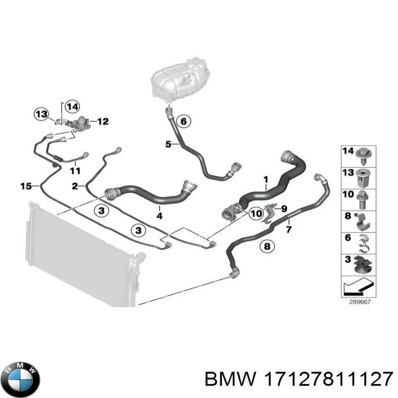 17127811127 BMW mangueira (cano derivado do radiador de esfriamento superior)