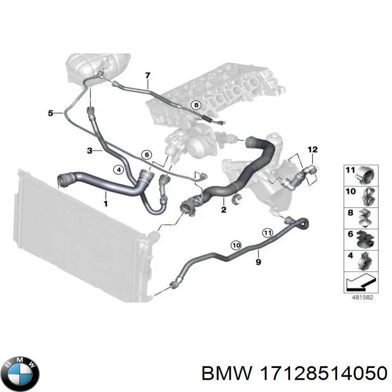 17128514050 BMW шланг (патрубок радиатора охлаждения верхний)