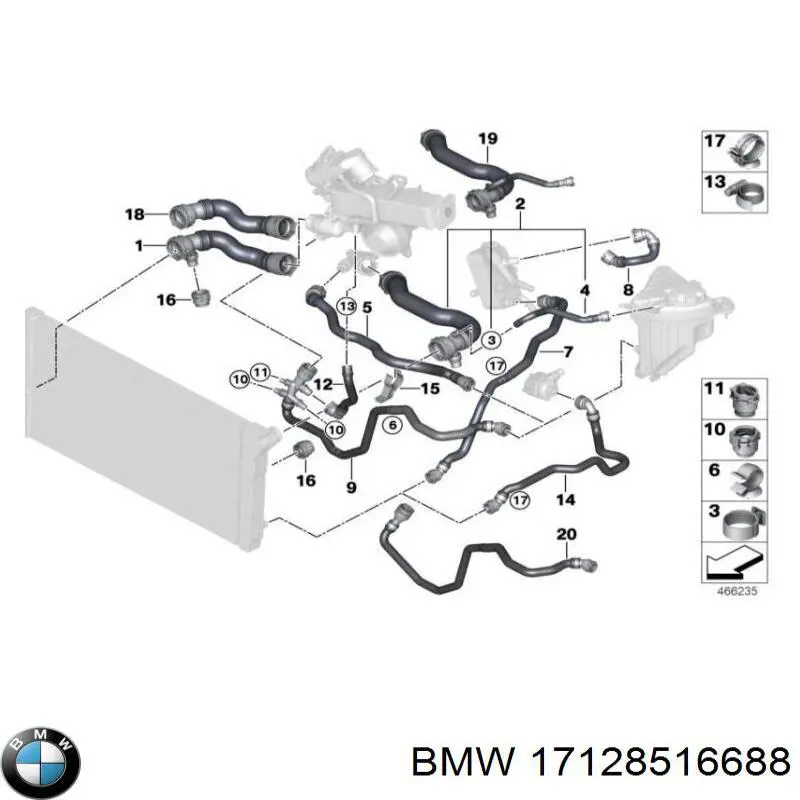 Шланг радиатора охлаждения BMW 17128516688 цена, от 95.02 USD