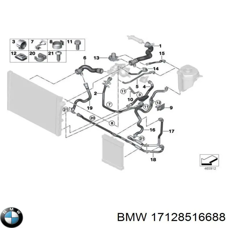 Купить 17128516688 BMW Патрубок радиатора