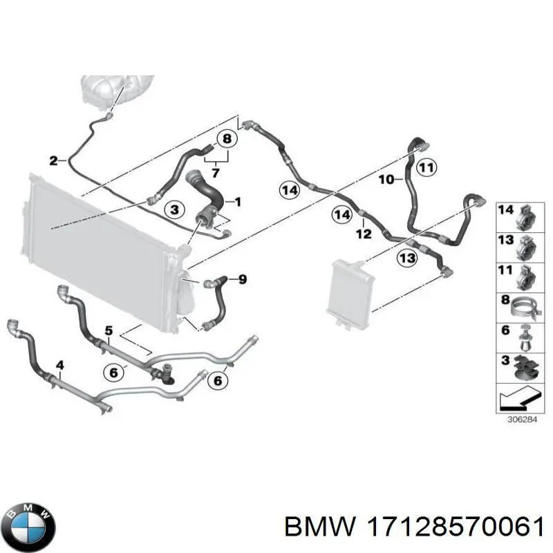 17128570061 BMW mangueira superior do tanque de expansão