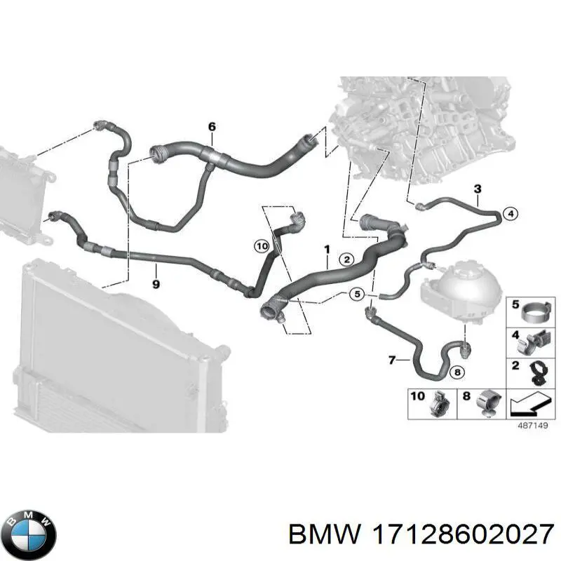 Шланг радиатора охлаждения BMW 17128602027 цена, от 35.47 USD