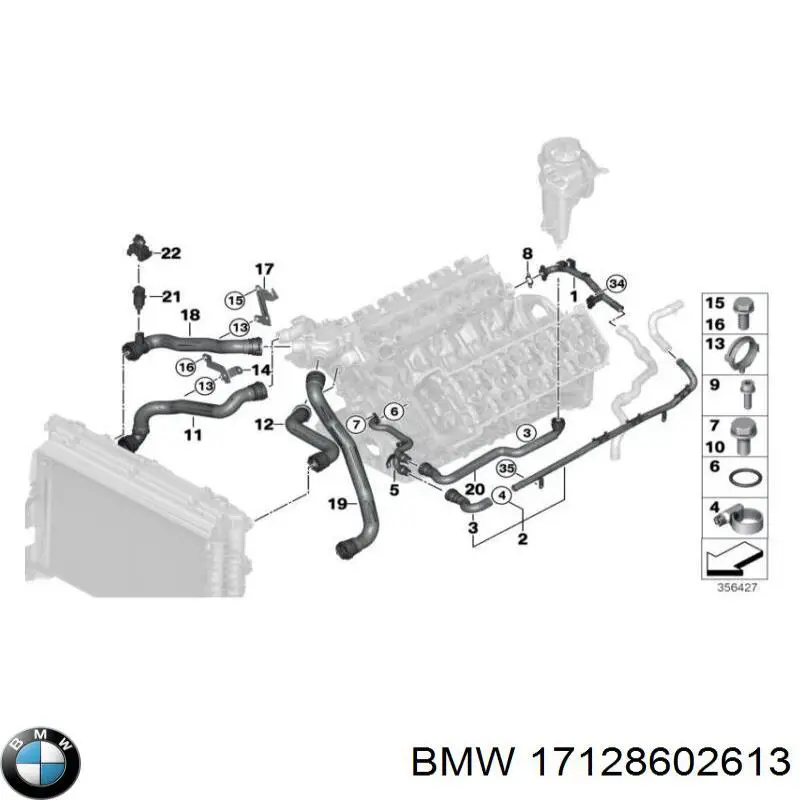 Нижний патрубок радиатора BMW 17128602613