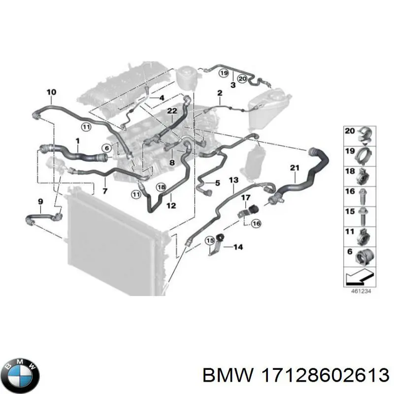 Купить 17128602613 BMW Шланг радиатора охлаждения нижний