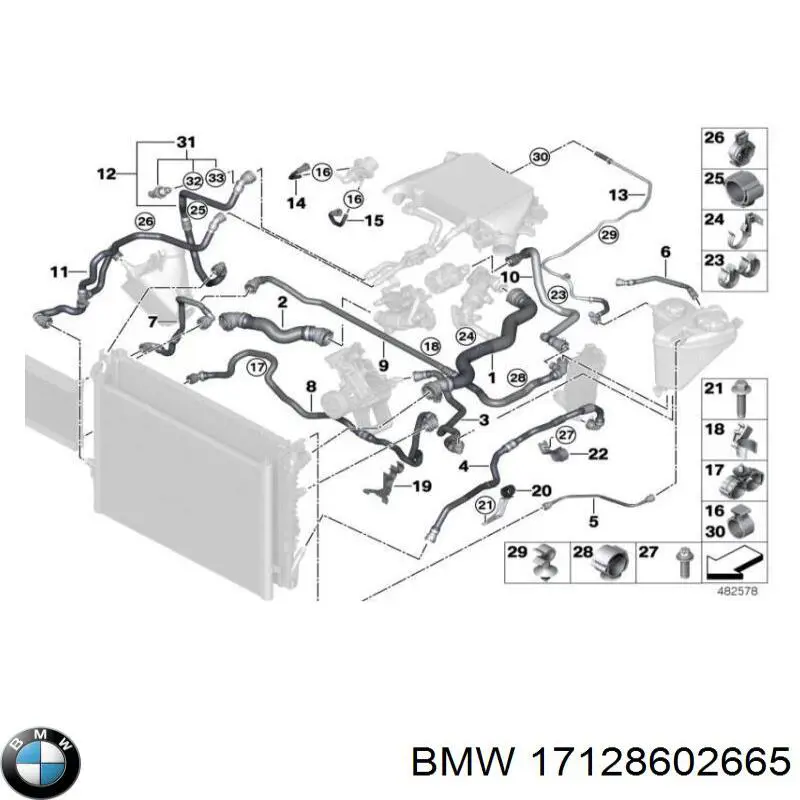 Шланг радиатора охлаждения BMW 17128602665 цена, от 83.76 USD