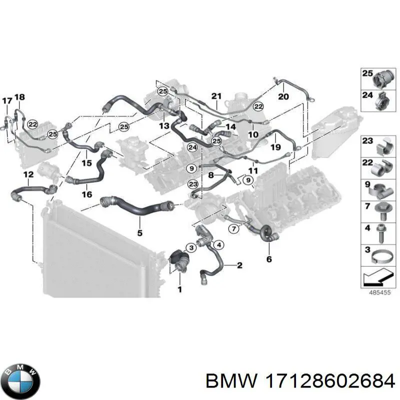17128602684 BMW шланг (патрубок системы охлаждения)