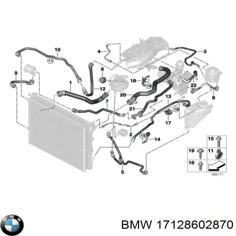 17128602870 BMW шланг (патрубок охлаждения от дополнительного насоса к помпе)