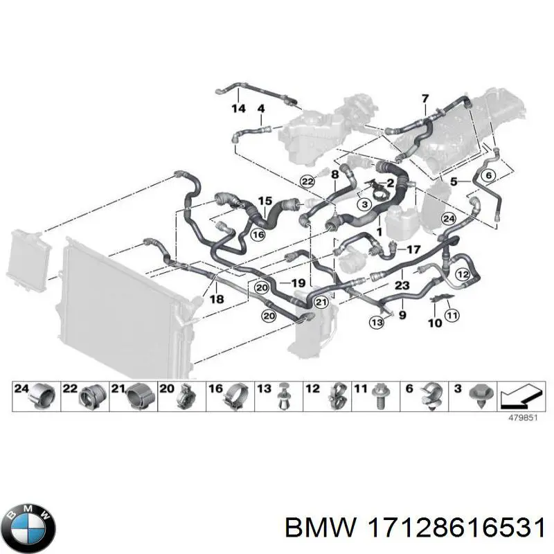 17128616531 BMW Шланг термостата