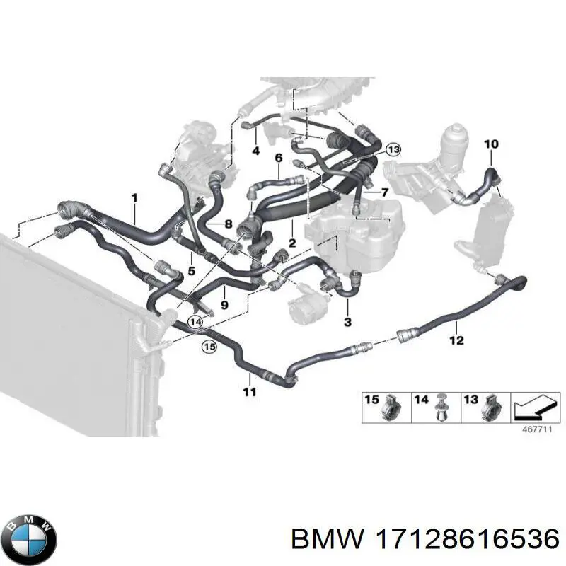 17128616536 BMW mangueira (cano derivado do sistema de esfriamento)