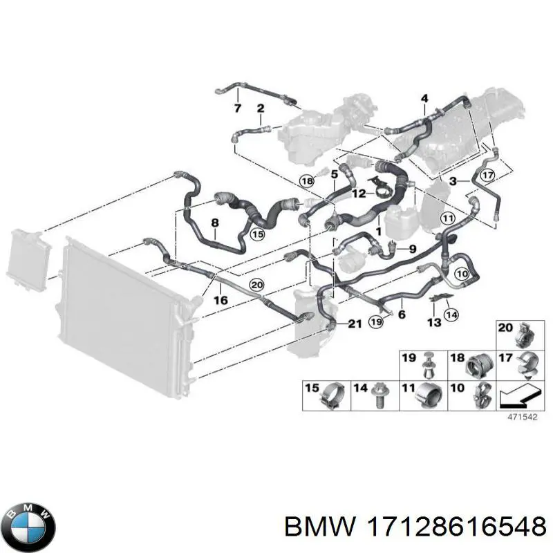 Купить 17128616548 BMW Патрубок радиатора