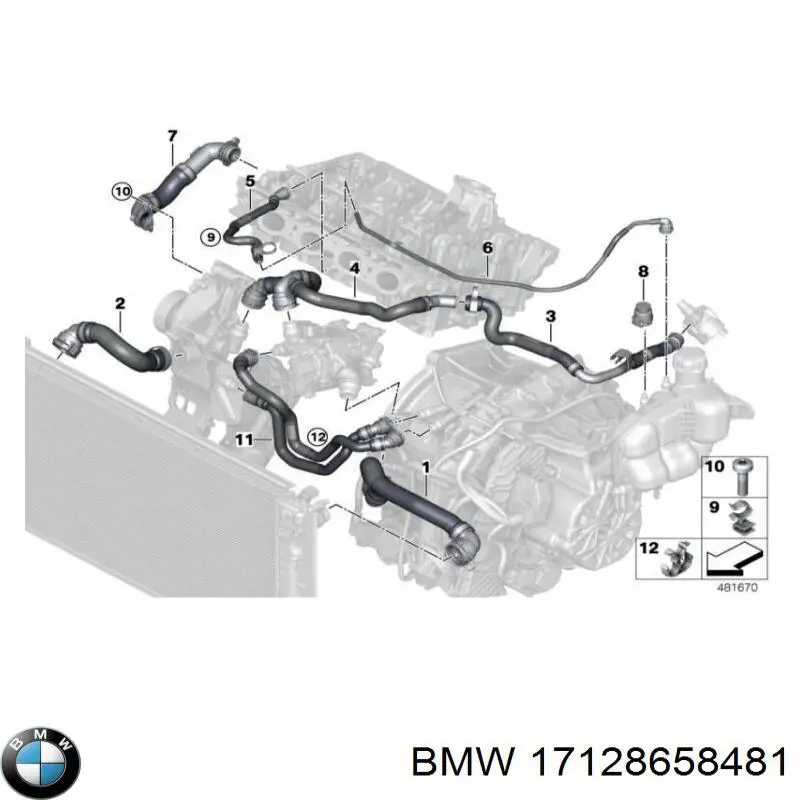 Купить 17128658481 BMW Шланг радиатора охлаждения нижний