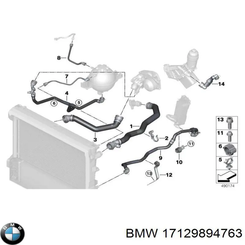 Купить 17127562164 BMW Шланг радиатора охлаждения нижний