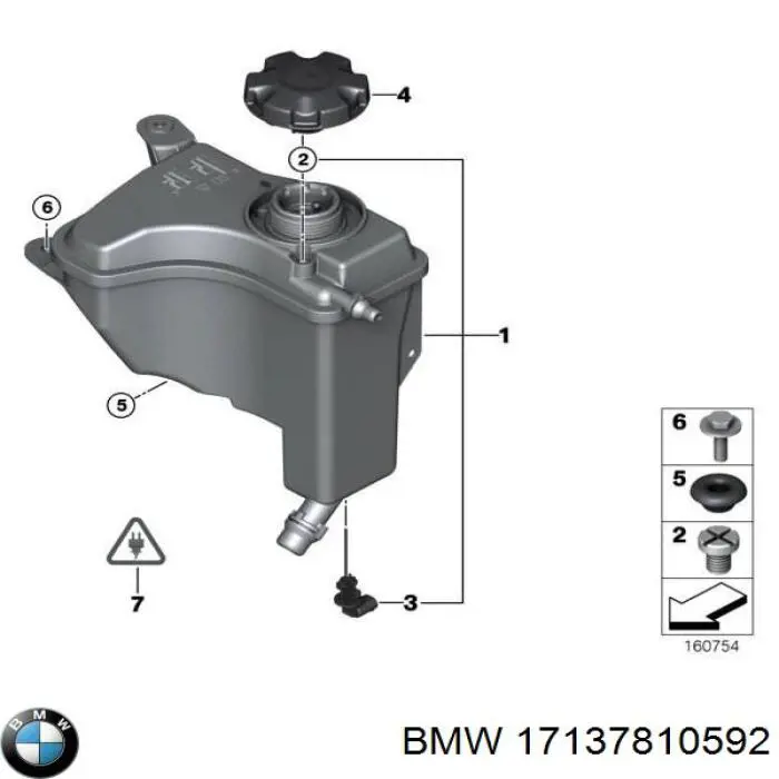 Бачок системы охлаждения двигателя расширительный BMW 17137810592 цена, от 38.01 USD