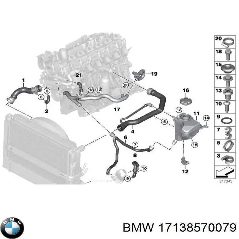 Бачок системы охлаждения 17138570079 BMW
