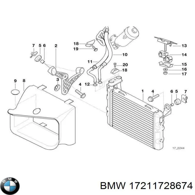 17211728674 BMW трубка (шланг масляного радиатора, от блока к радиатору)