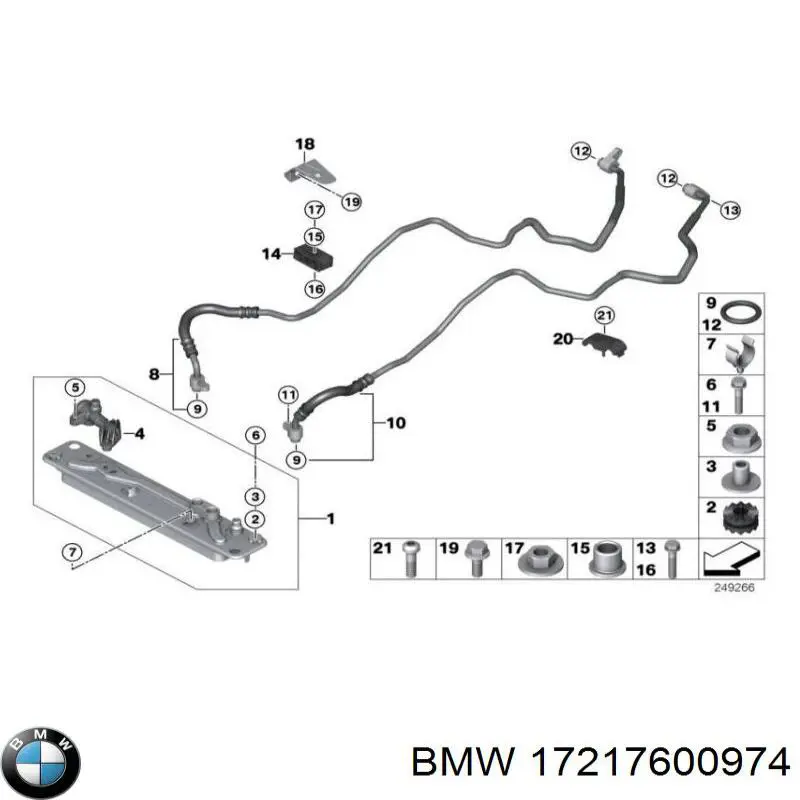 Tubo (mangueira) do radiador de óleo, linha de combustível de retorno (de pressão baixa) para BMW X6 (E71)