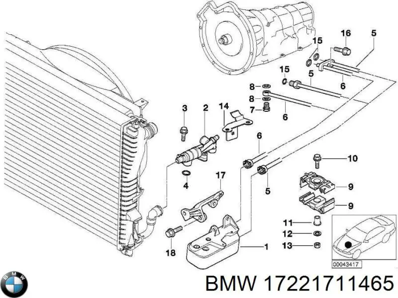 Шланг масляного радиатора низкого давления 17221711465 BMW