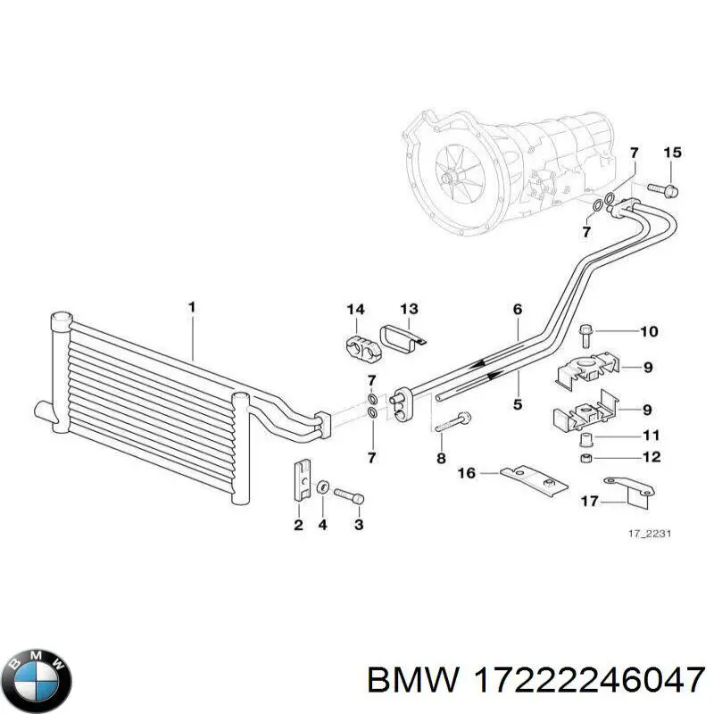 17222246047 BMW Обратка масляного радиатора, низкого давления