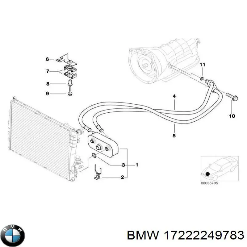 17222249783 BMW шланг масляного радиатора низкого давления