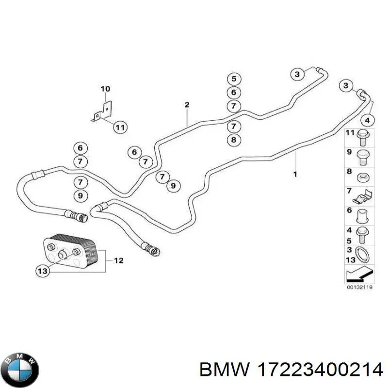 17223400214 BMW Обратка масляного радиатора, низкого давления