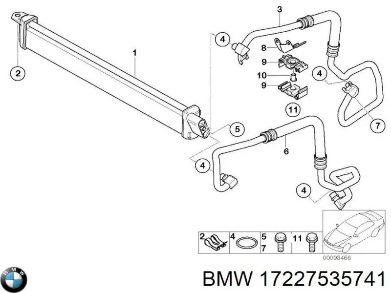 17227535741 BMW трубка (шланг масляного радиатора, обратка (низкого давления))